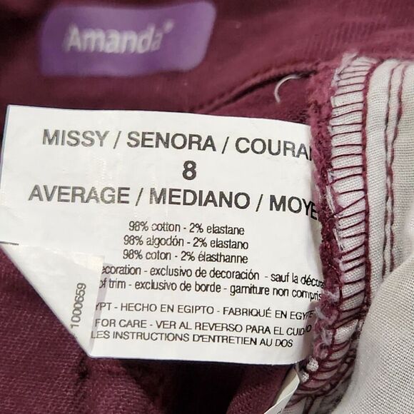 Gloria vanderbilt amanda slimming jeans Size 8 Color Wine Stretch Soft Touch - Picture 16 of 16